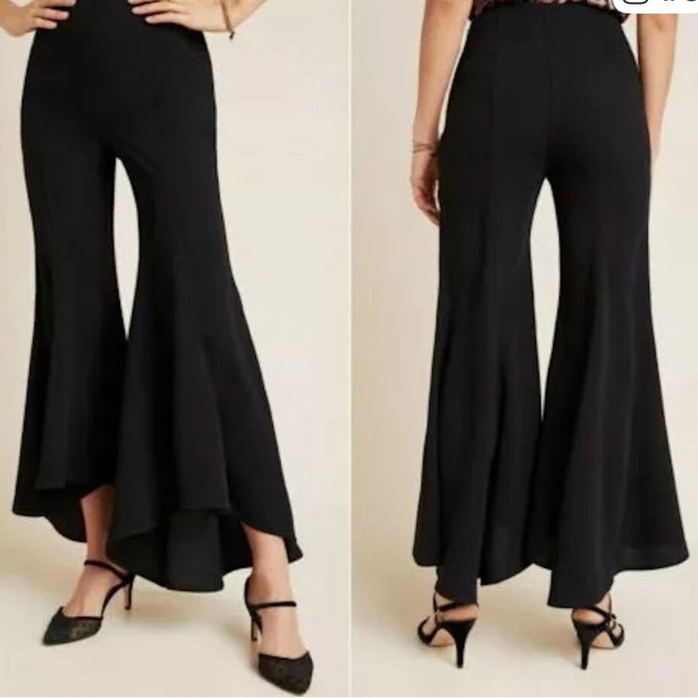Anthropologie Elegant Black Flare Pants